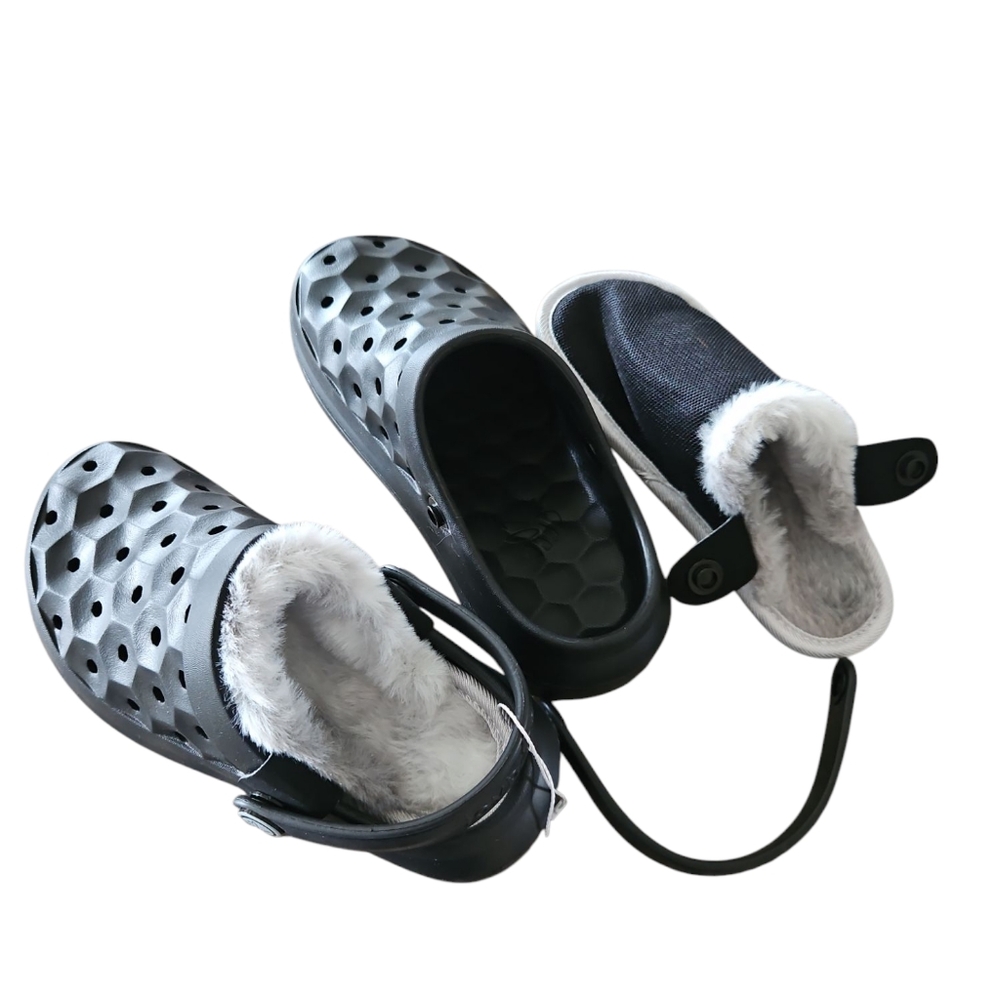 Joybees Size 10 New Kids Black‎ Clogs with Removeable Gray Washable Lining